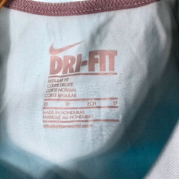 Nike Dri-Fit Workout Shirt XS Women's V Neck Blue Shirt Sleeve - Picture 4 of 8